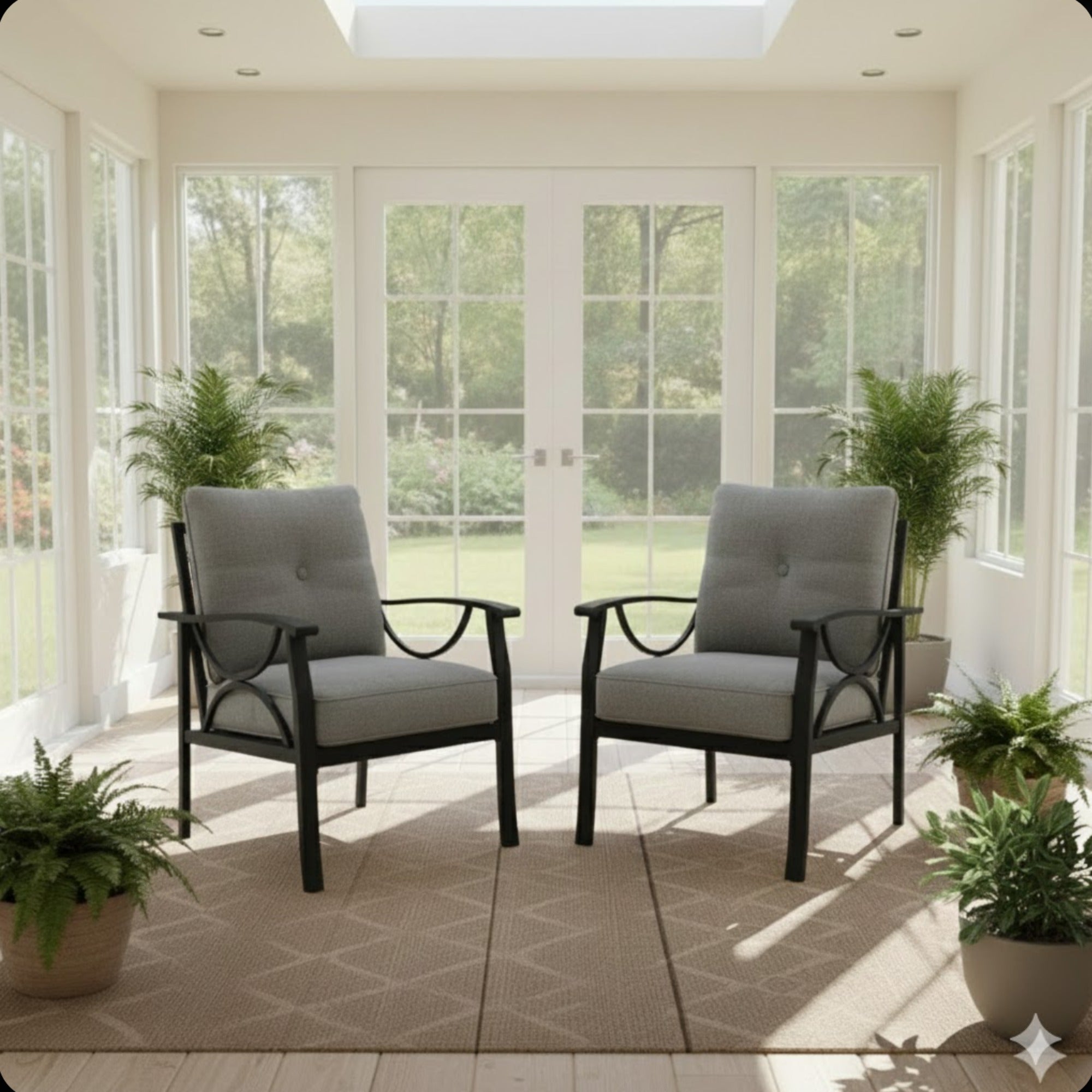 Set of 2 All-Weather Metal Armchairs