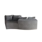 Corduroy Curved Sectional Sofa with Four Pillows
