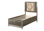 Skylar Synthetic Leather & Dark Champagne Finish Full Bed