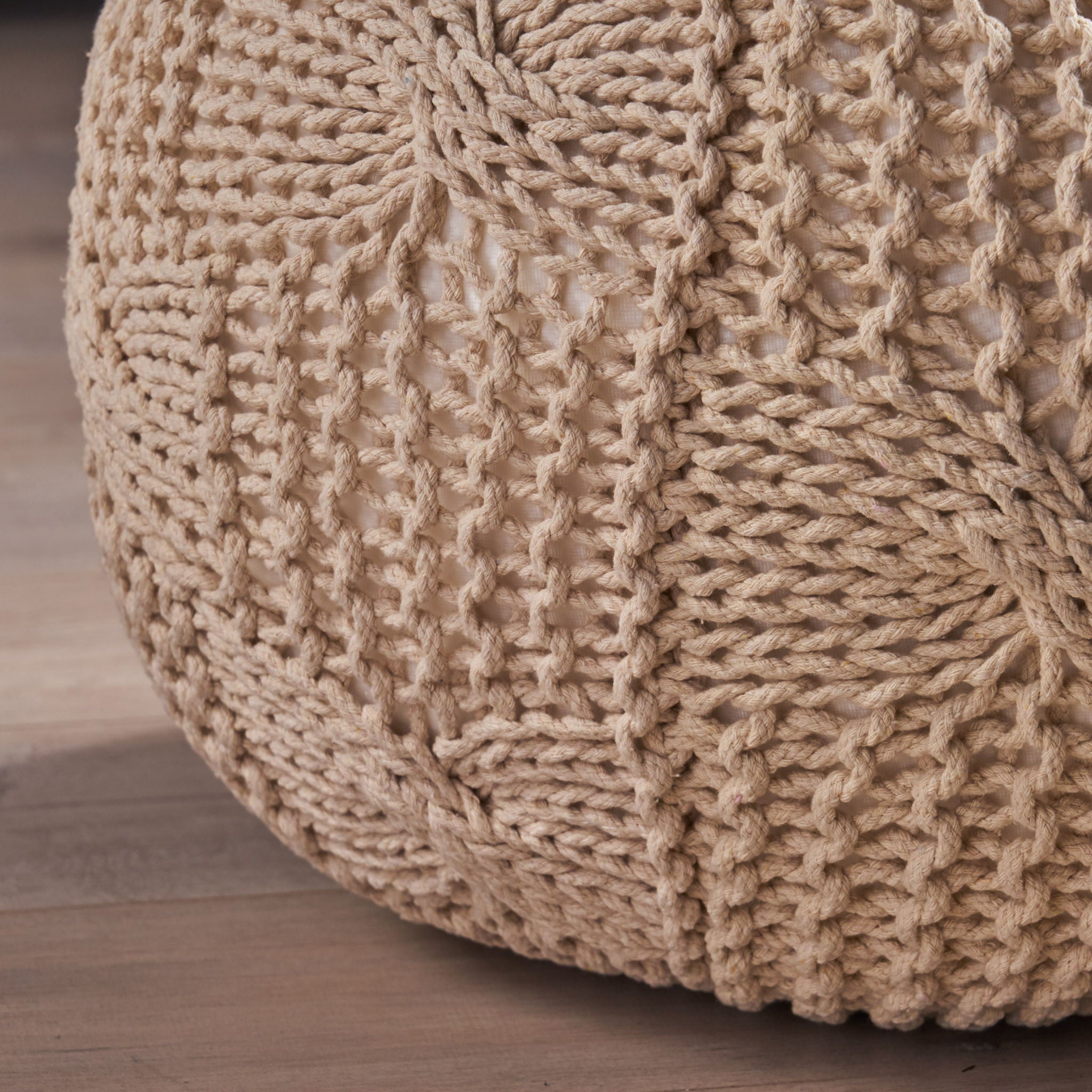 Bordeaux Knitted Cotton Round Pouf