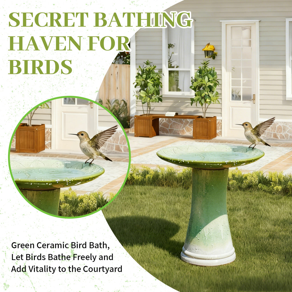 Handmade Glazed Ceramic Bird Bath