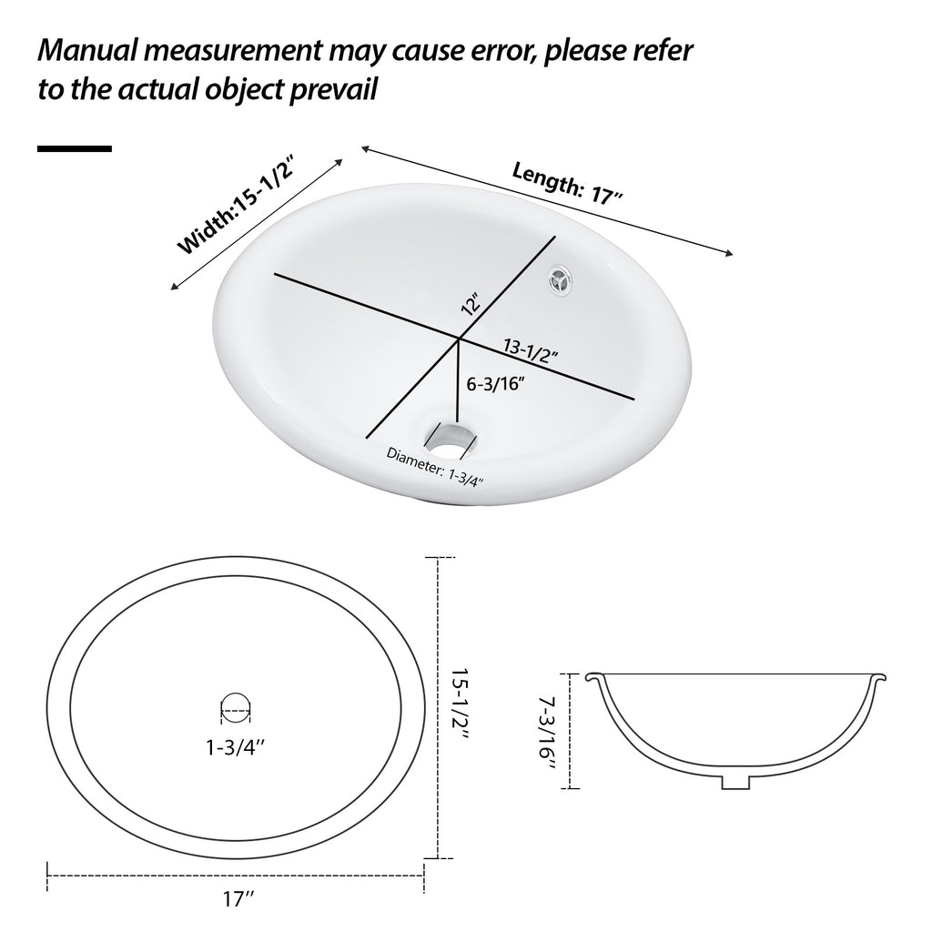 17"x15.5" Ceramic Semi-Recessed Sink