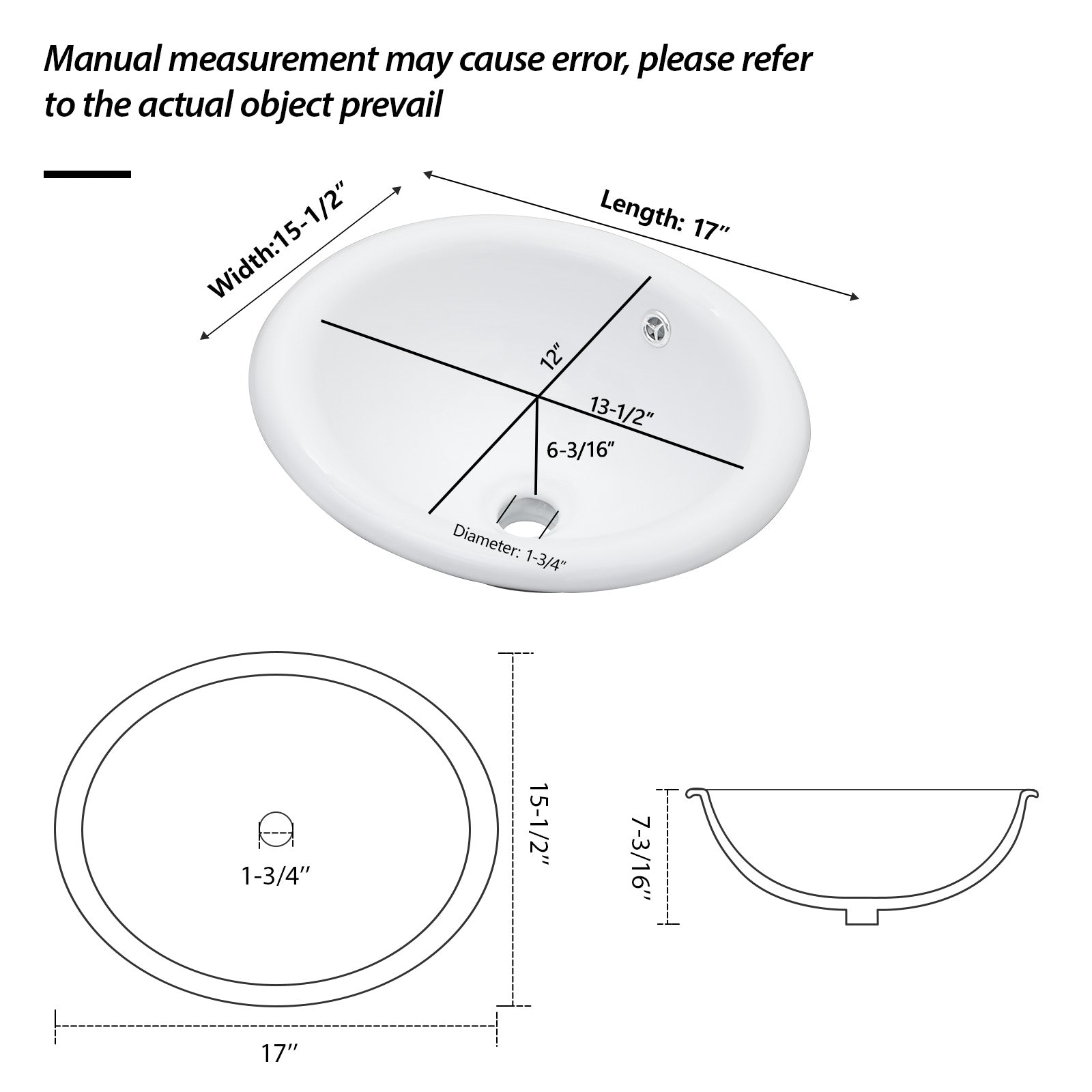 17"x15.5" Ceramic Semi-Recessed Sink