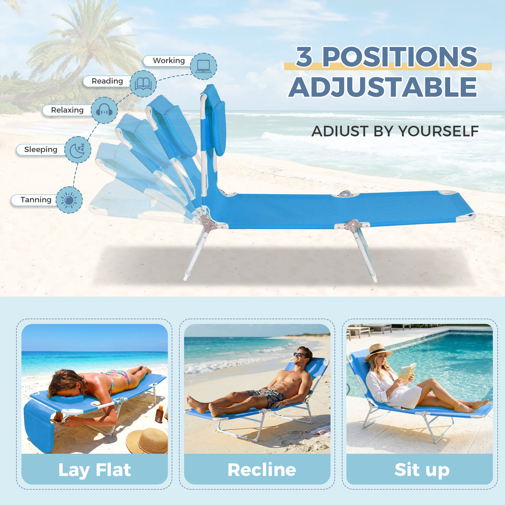 Set of 2 Portable Reclining Loungers