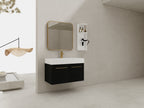 36 Inch Wall-Mounted Bathroom Vanity with Sink and Storage Rack