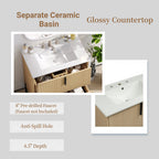 30" Bathroom Vanity with Ceramic Sink and Full-Extension Drawers