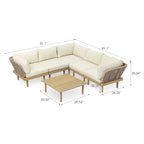 6-Piece Acacia Wood L-Shaped Modular Outdoor Sofa Set