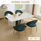Velvet Fabric Dining Chairs With Curved Backrest and Golden Metal Legs