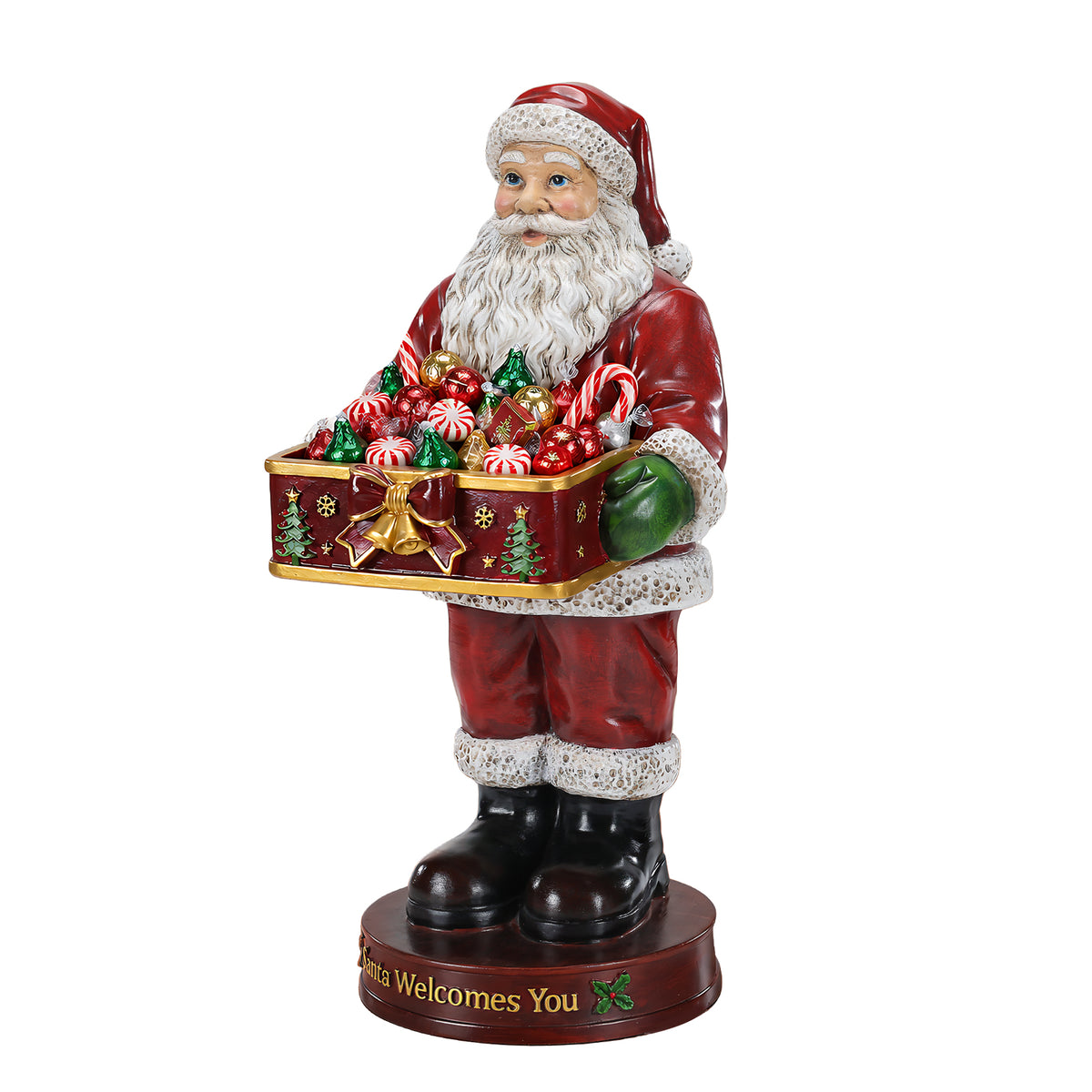 Christmas Santa Claus Statue with Storage Tray, Red and White