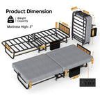 78" Folding Bed with Headboard & USB Charging Station