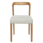 Solid Rubber Wood Dining Chairs (Natural Oak+Beige) - Set of 2
