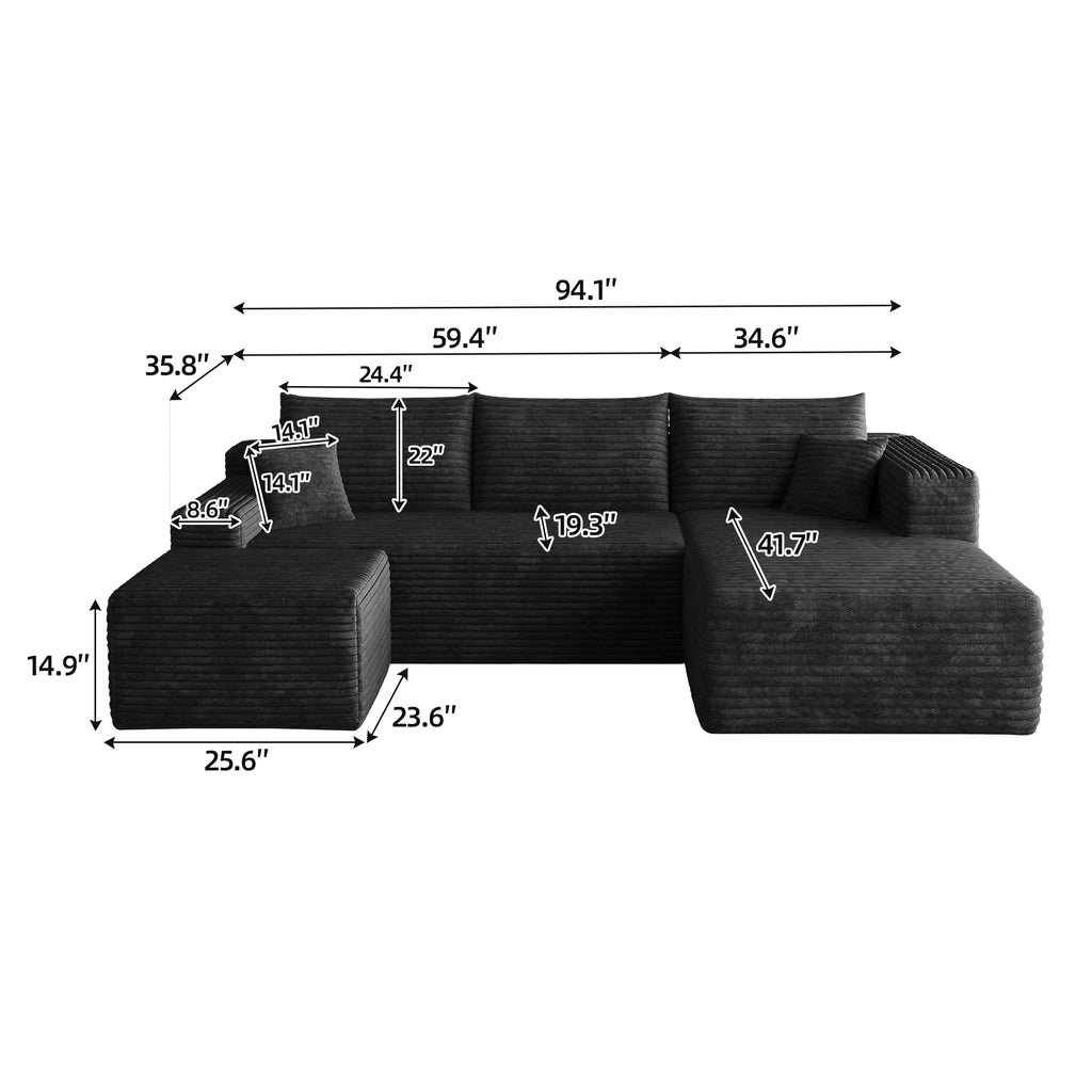 95" Cloud Sectional Sofa with Ottoman