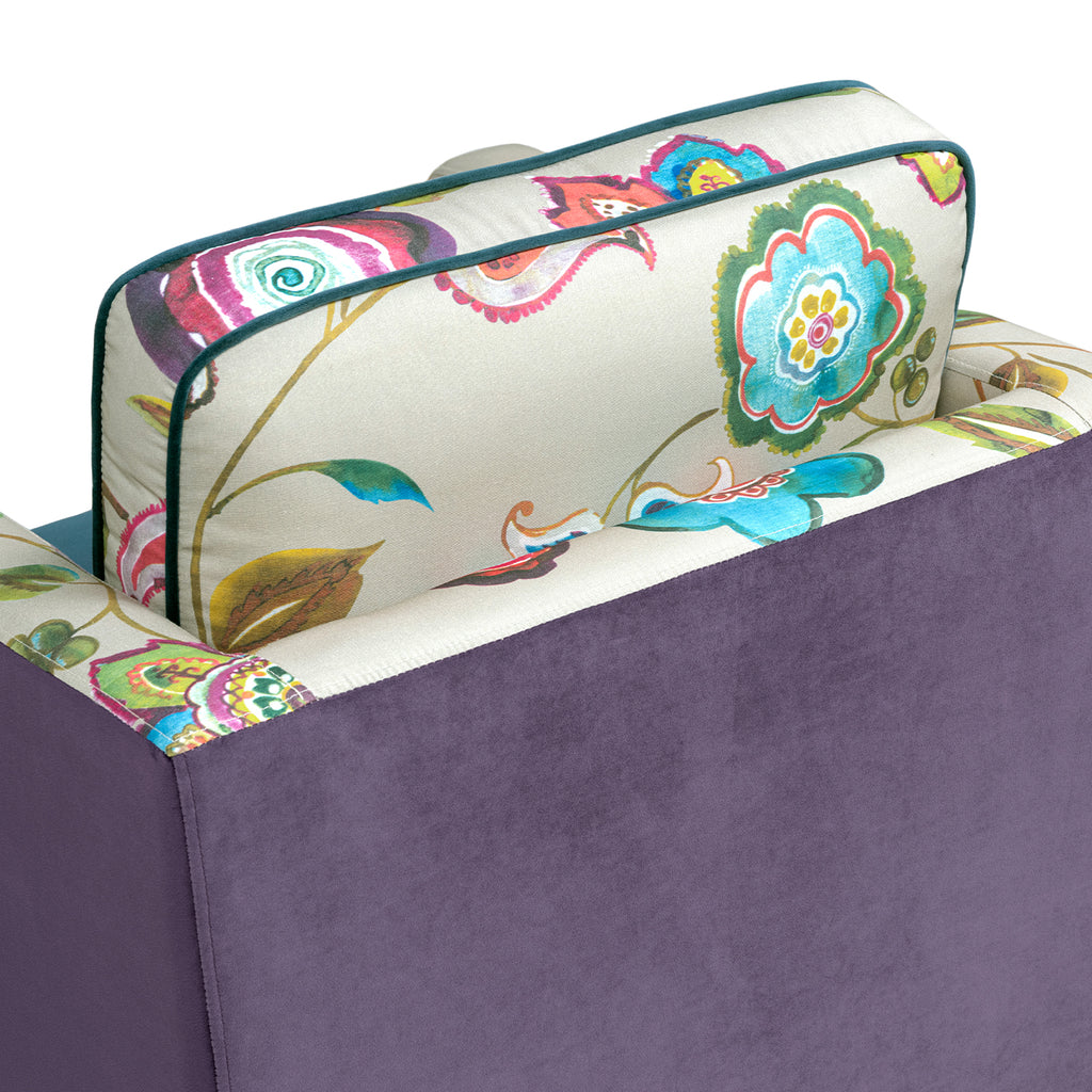 Mamba 28-Inch Patchwork Accent Chair, Teal and Purple Velvet