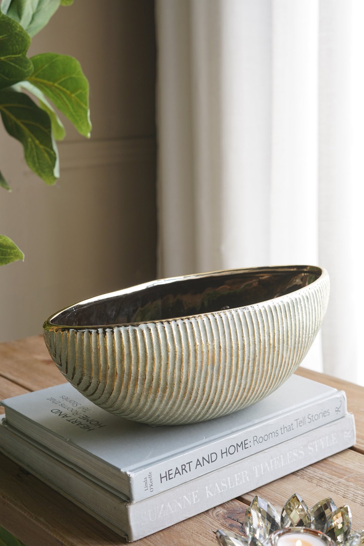 Ceramic Planter Bowl with Textured Finish