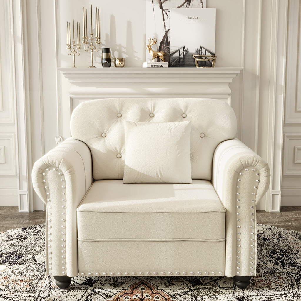 41.3" Upholstered Velvet Sofa with Nailhead Trim