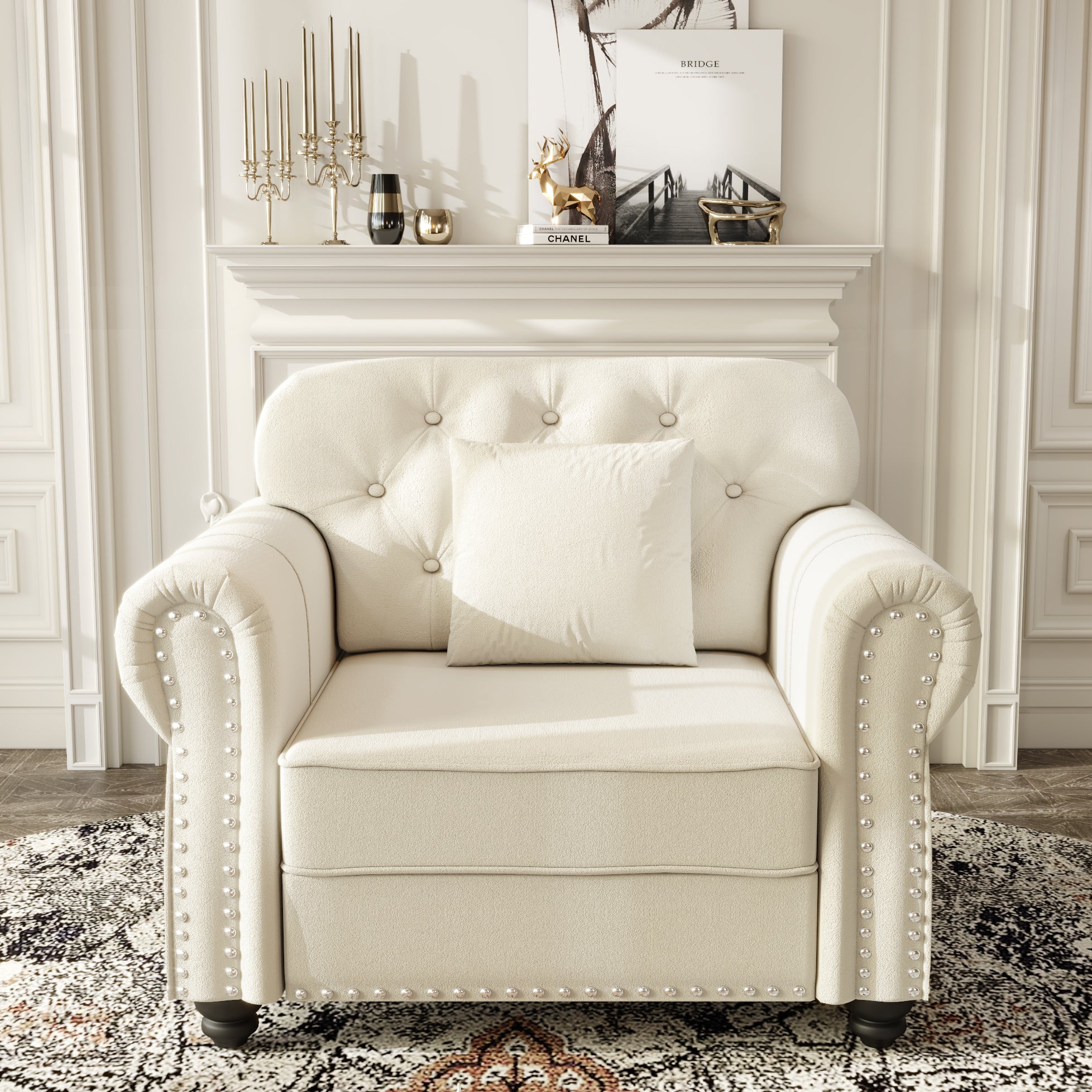 41.3" Upholstered Velvet Sofa with Nailhead Trim