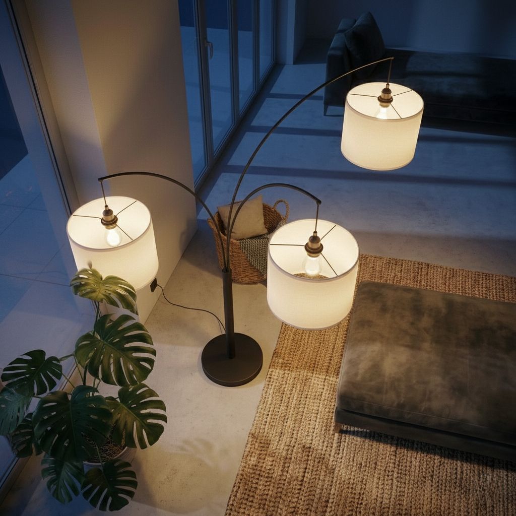Royal 3-Arm Metal Arc Floor Lamp