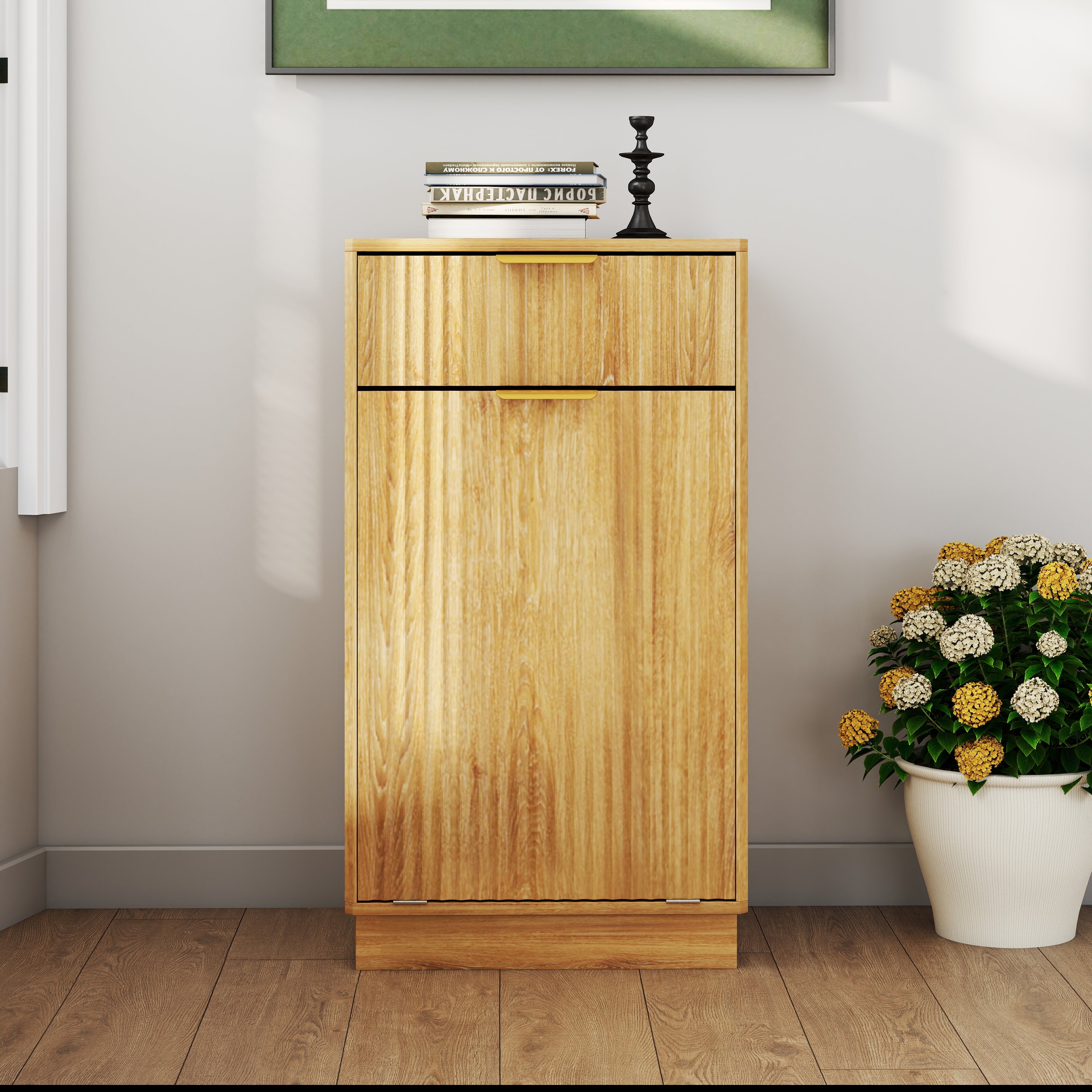 10-Gallon Woodgrain Tilt-Out Trash Can Cabinet