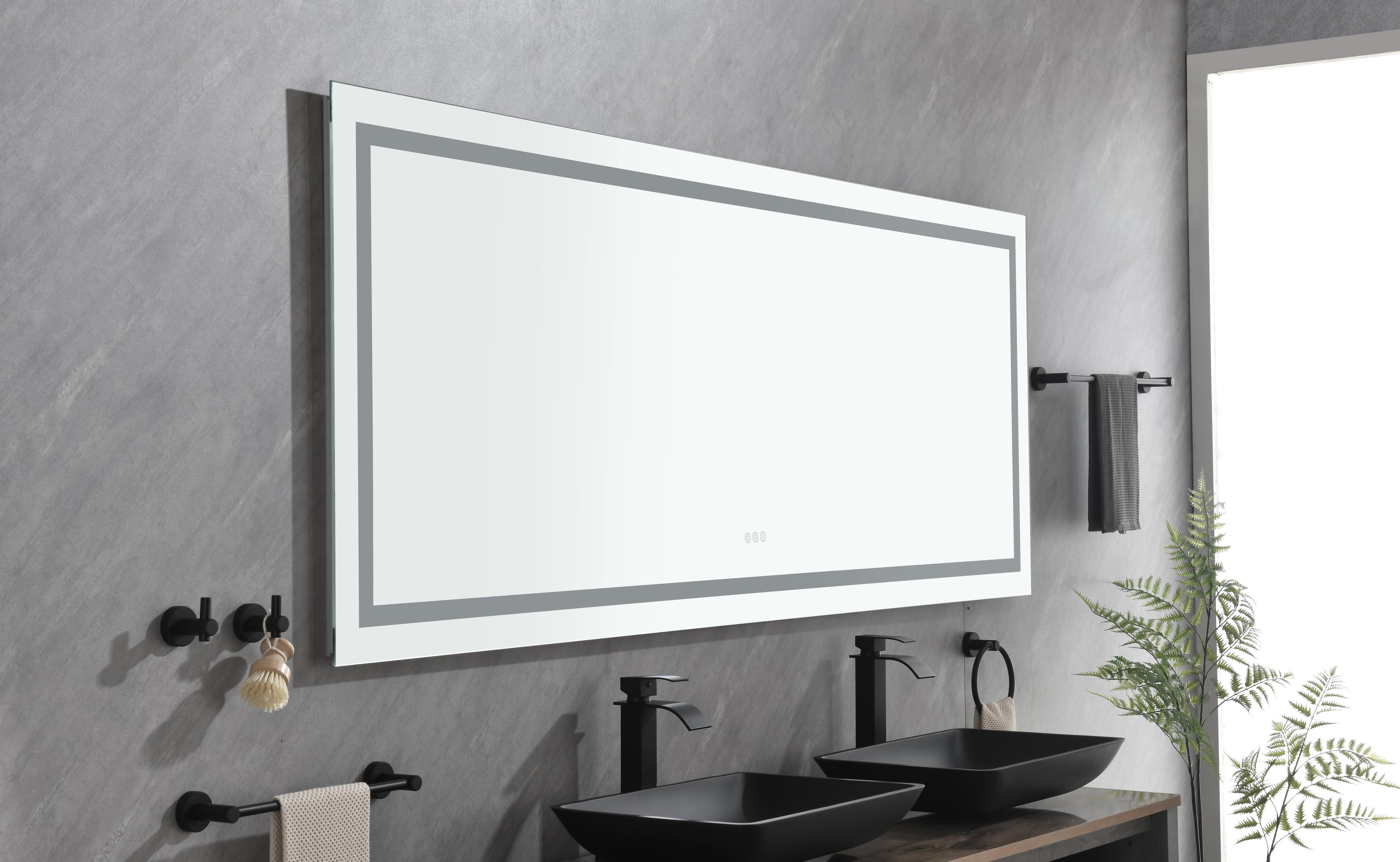 96 x 36 Inch LED Bathroom Mirror with Front and Backlight