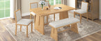 TREXM 6-Piece Rustic Farmhouse Dining Table Set