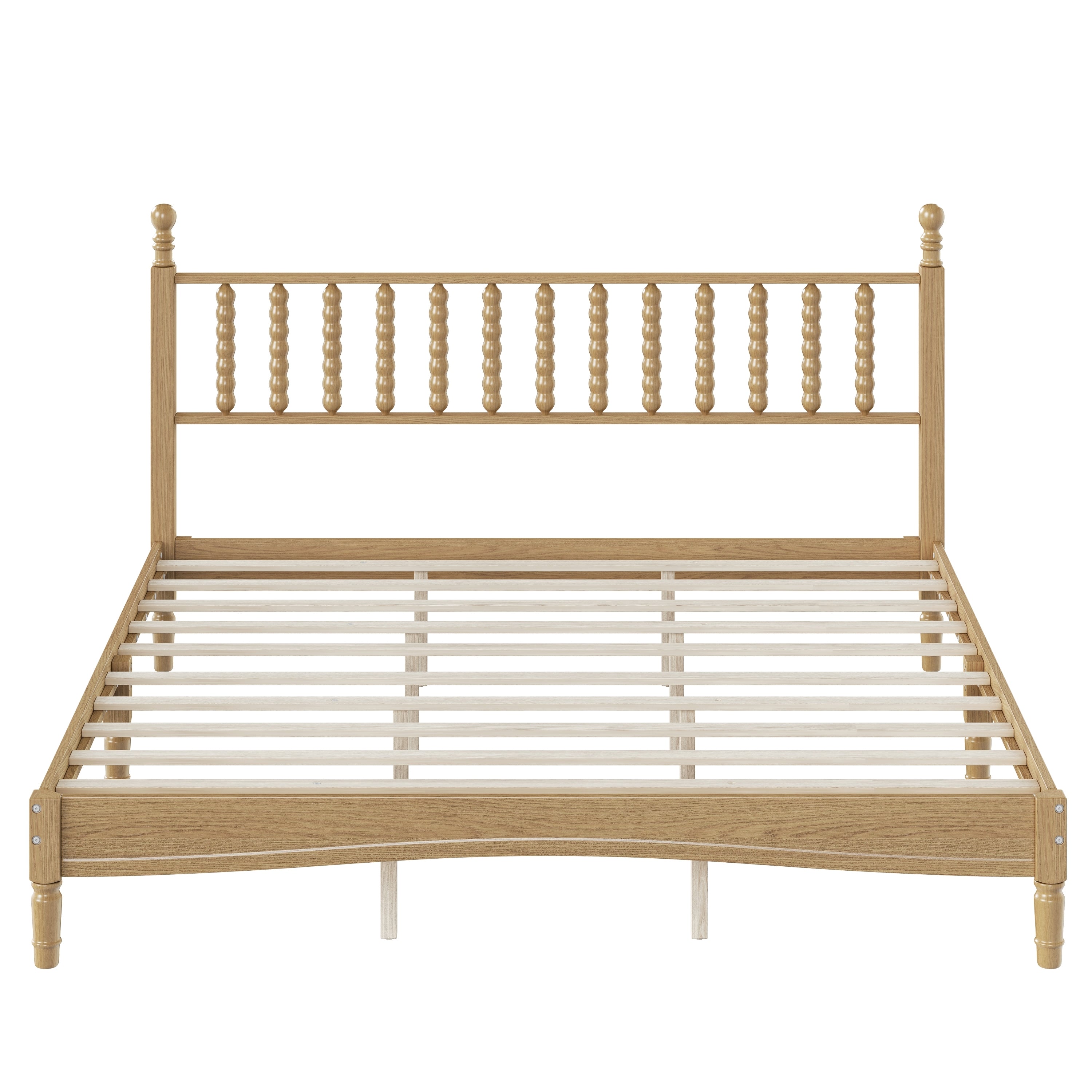 King Size Wood Platform Bed with Gourd Shaped Headboard