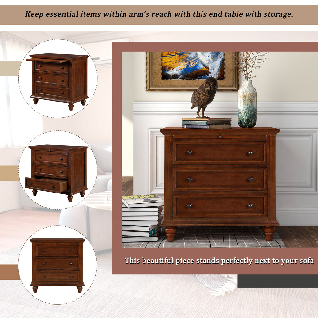 U_STYLE 27.6'' Nightstand with Pine Wood Veneer