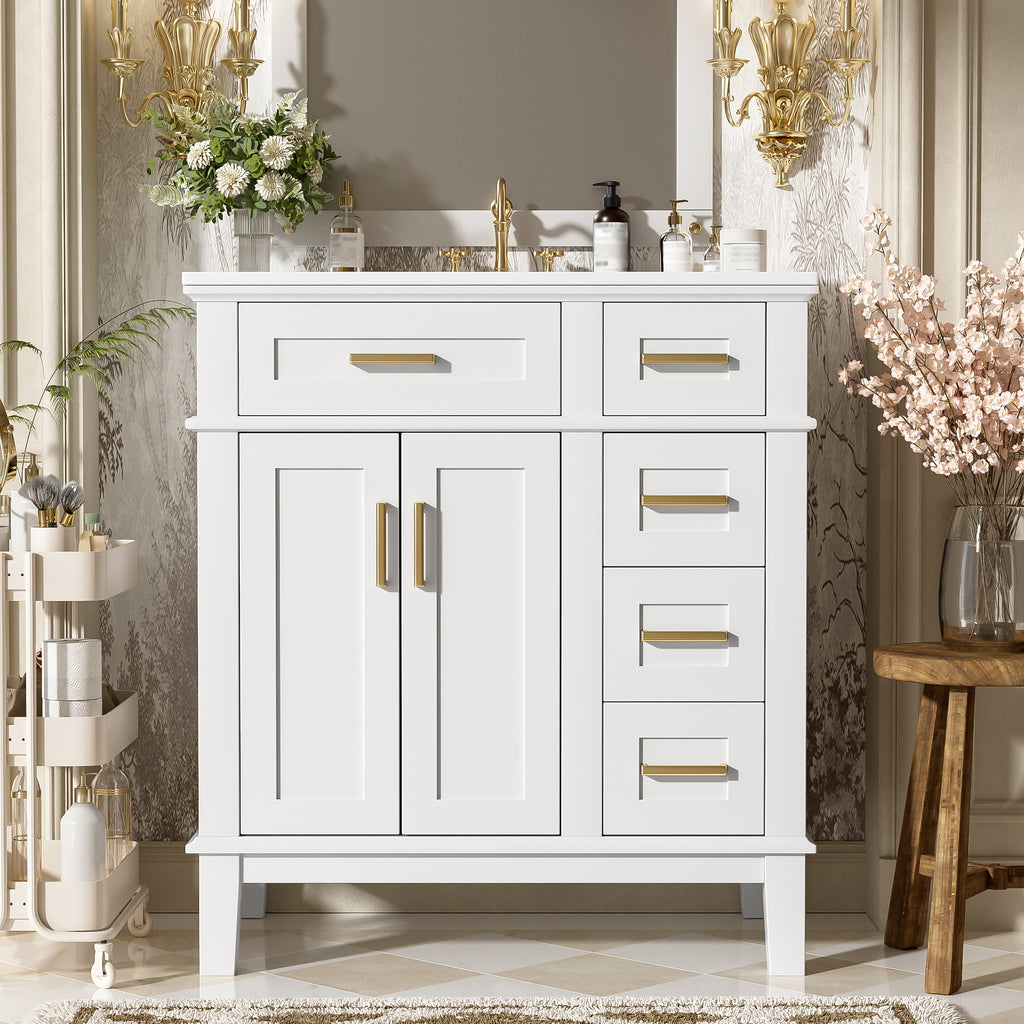 30" Bathroom Vanity with Ceramic Sink