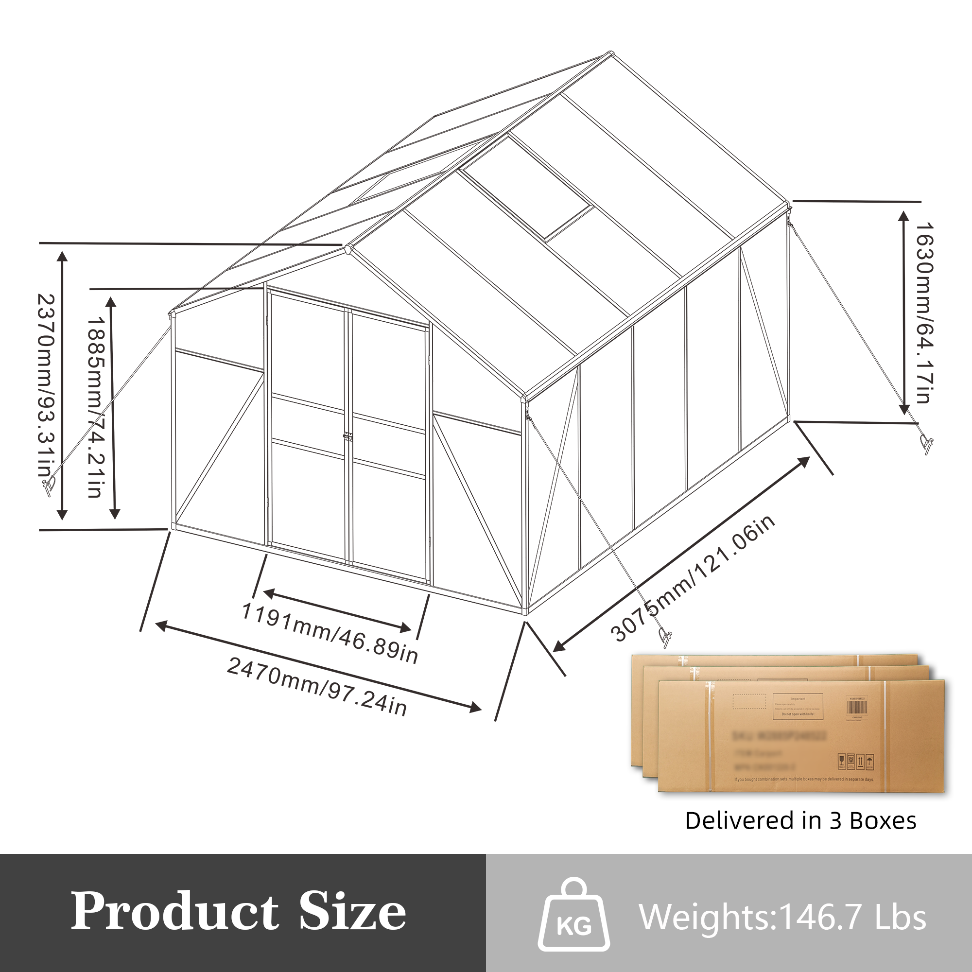 Newly Design Aluminum Frame Greenhouse 8x10 FT