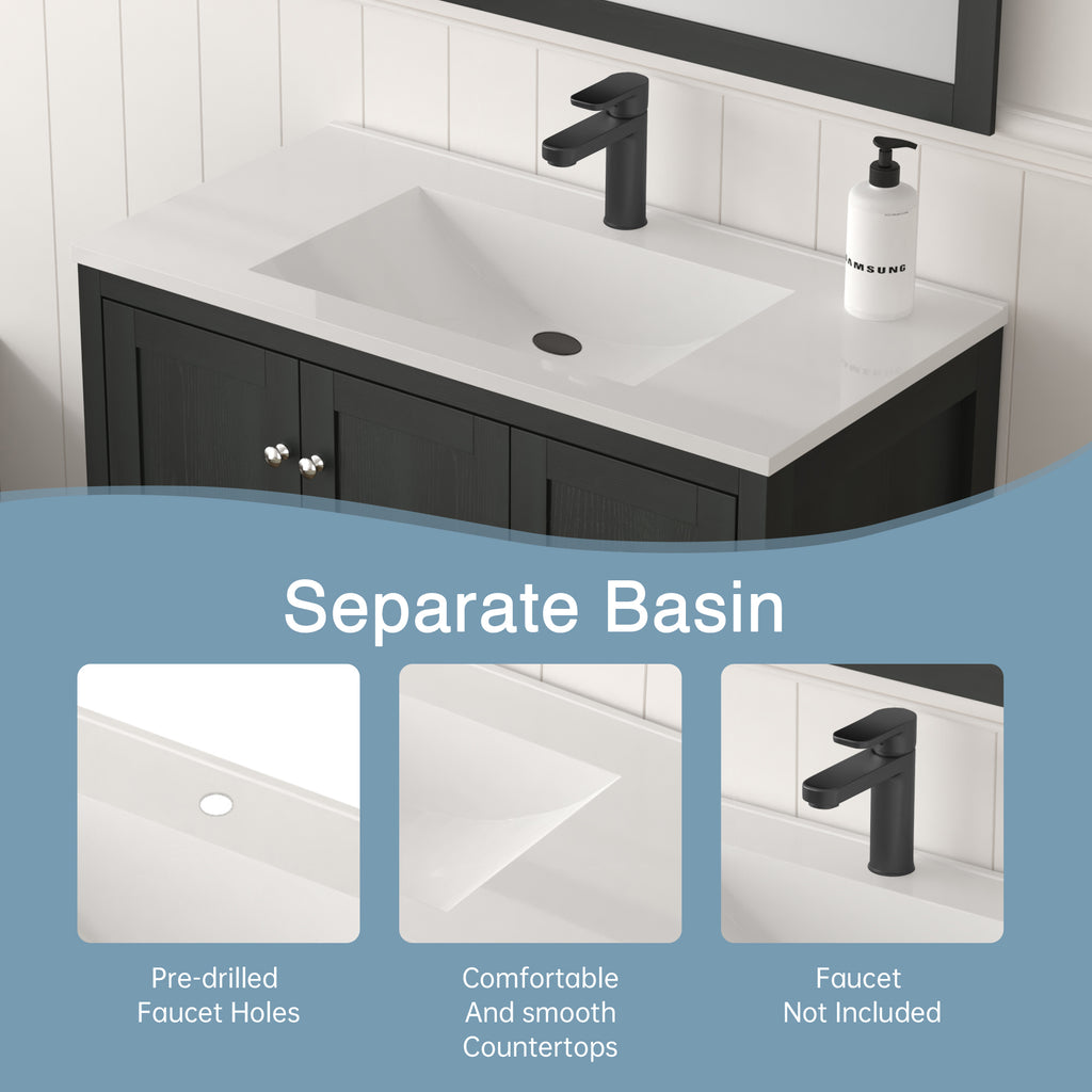 35.5" Bathroom Vanity - Modern Bathroom Cabinet with Basin