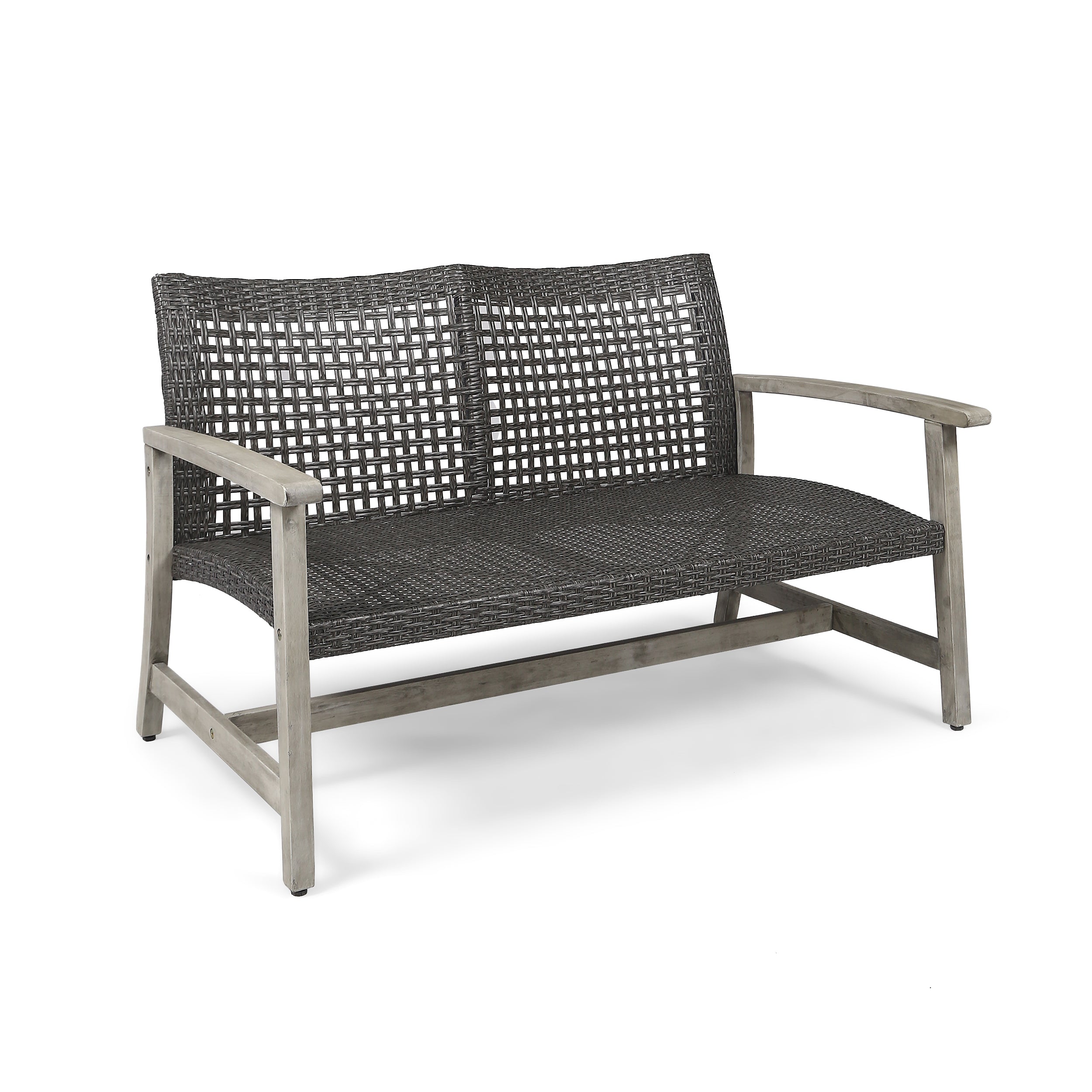 Hampton Outdoor Acacia Wood Wicker Loveseat