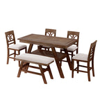TOPMAX 6-Piece Wood Counter Height Dining Table Set