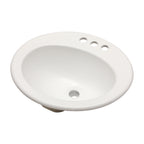 20"x18" White Ceramic Oval Drop In Bathroom Sink