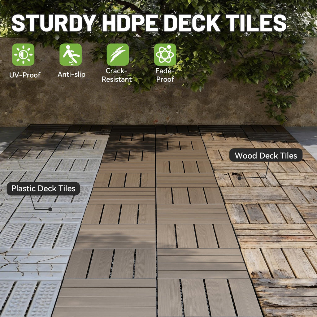 36 Pcs Interlocking Deck Tiles - Outdoor Waterproof Flooring