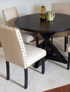 Mytzi 5-Piece Dining Set, Cross-Buck Dining Table with 4 Stylish Chairs