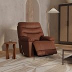Global Home Swivel Glider Recliner with Manual Footrest In Oslo Pecan