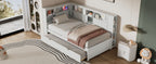 Twin Size Wood Daybed with Storage Shelves, USB and Trundle