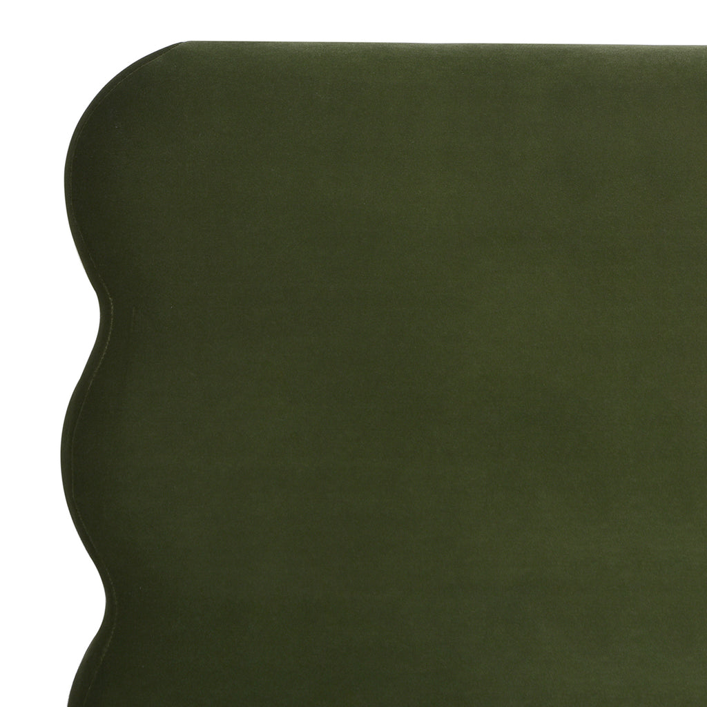 Stockholm Modern Wavy Headboard Platform Bed, King, Olive