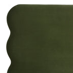 Stockholm Modern Wavy Headboard Platform Bed, King, Olive