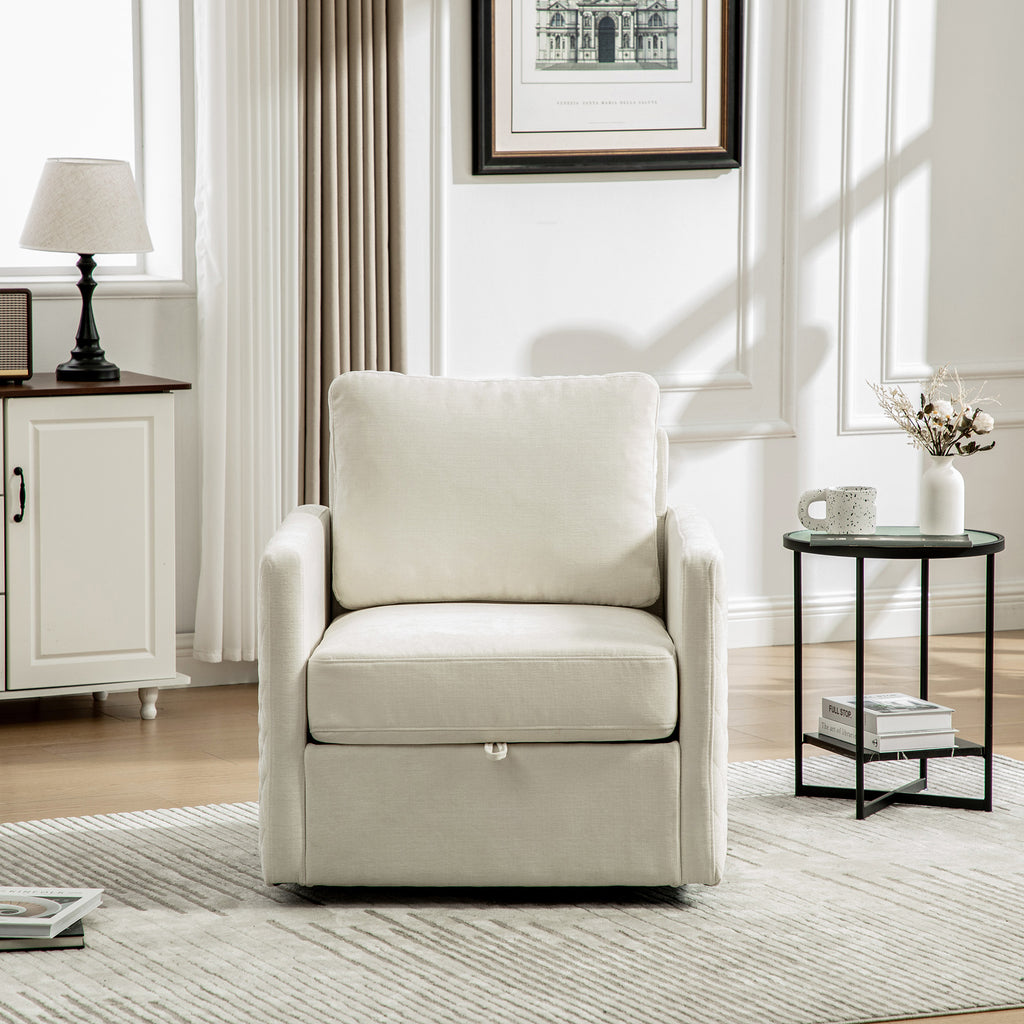29.5"W Upholstered 360° Swivel Armchair with Hidden Storage