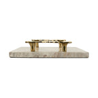 17.7" Marble Tray with Gold Handles