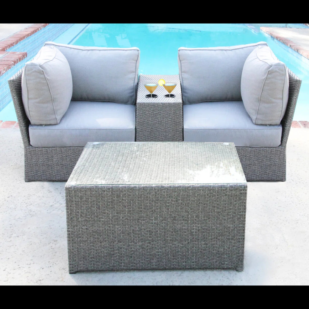 2-Person Wicker Seating Set with Cushions