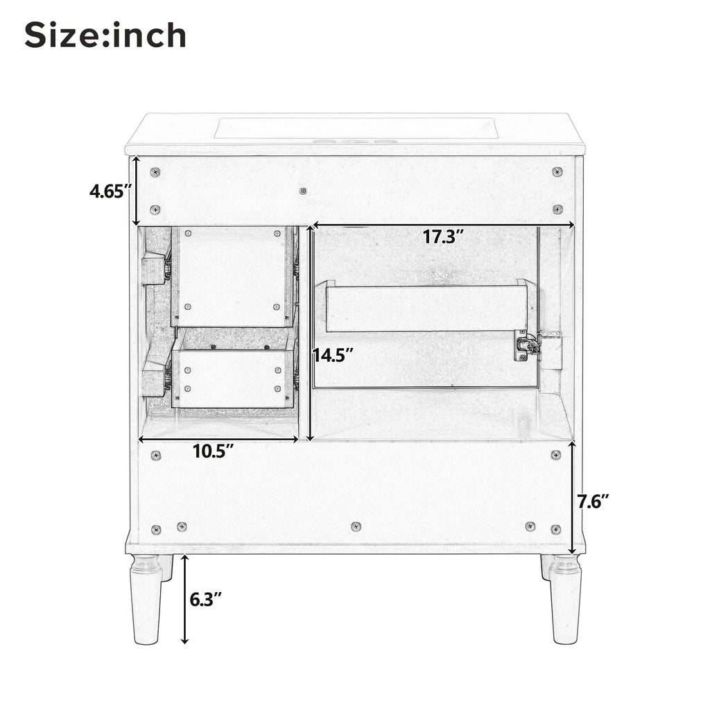 Traditional 30" Black Bathroom Vanity Set