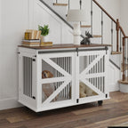 47.2" Mobile Dog Crate with Flip-Top Feeding Door