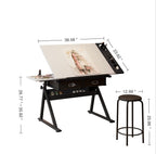 Adjustable Drawing Drafting Table Desk with 2 Drawers for Home Office