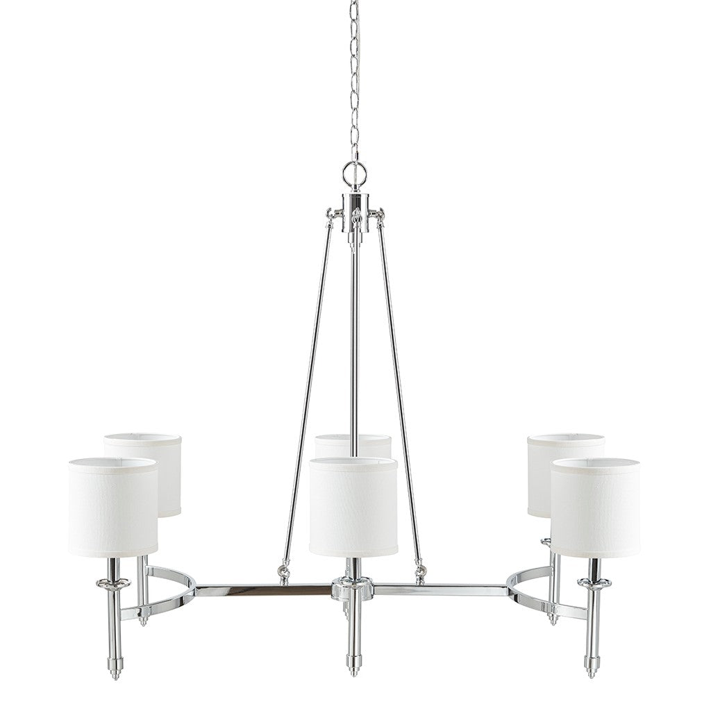 6-Light Chandelier With Fabric Drum Shades