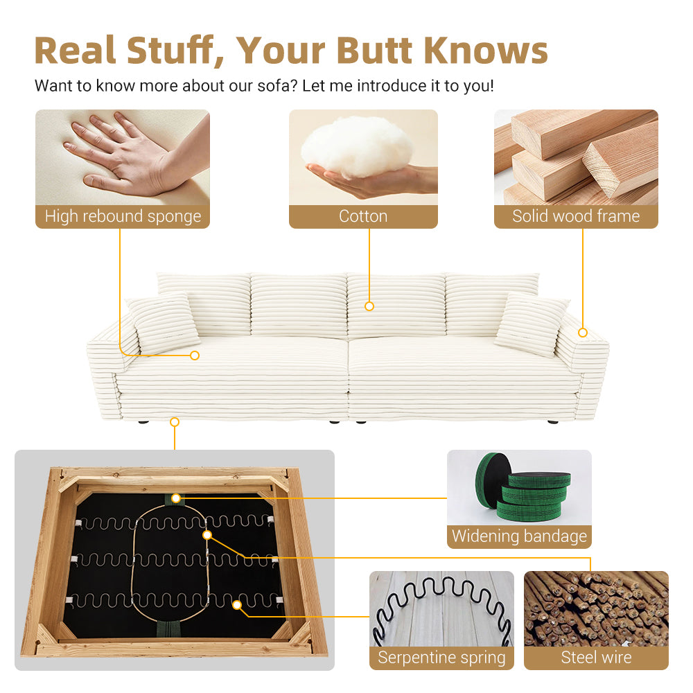 Plush Corduroy 4-Seat Sofa