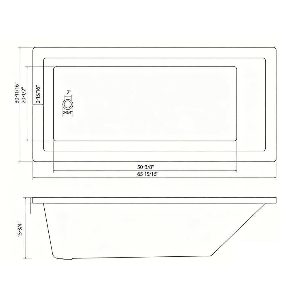 66-Inch Acrylic Built-in Soaking Tub - Glossy