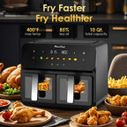 10QT Dual Air Fryer - Double Basket Air Fryer with Touchscreen Control