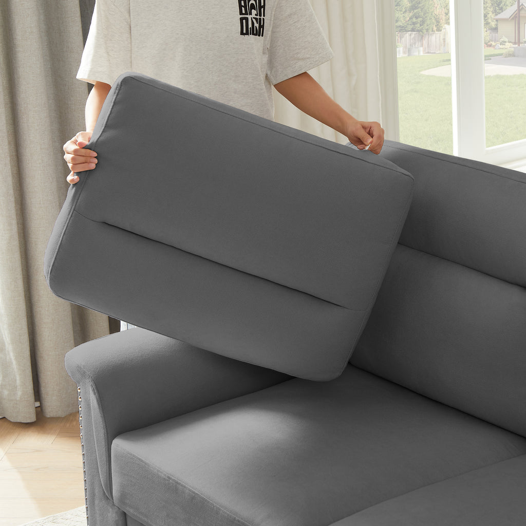 82" Modern Compressed Snowfleece Fabric 3-Seater Sofa