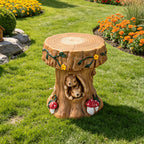 Squirrel Tree Stump Stool Garden Statue
